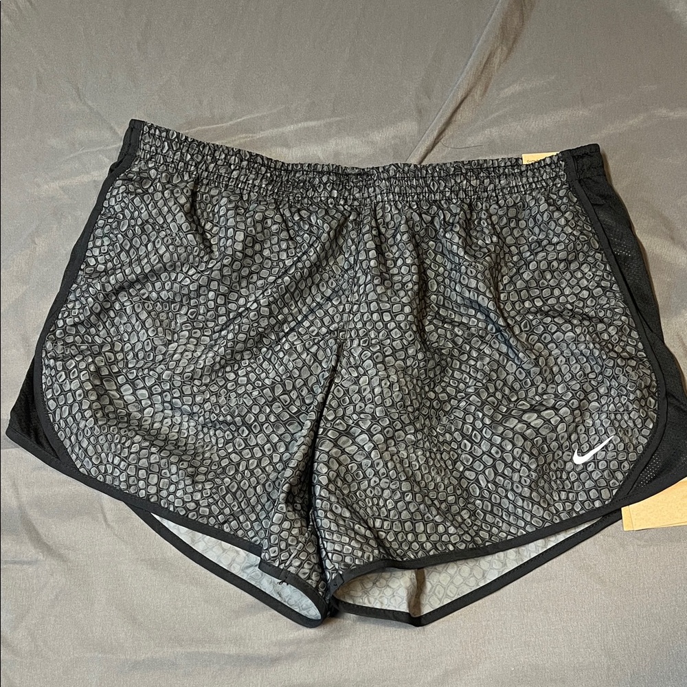 Nike Black & Gray Patterned Kids Athletic Shorts
